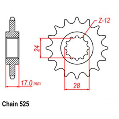 Front Sprocket - Steel  15T 525P