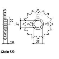 Front Sprocket - Kawasaki - 520 - Steel - 14T