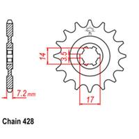Front Sprocket - Kawasaki - 428 - Steel - 14T