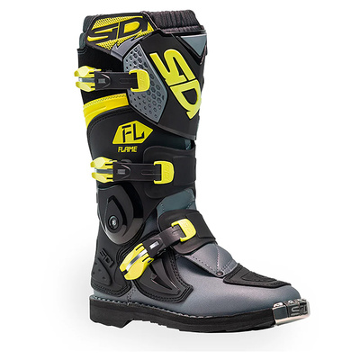 Sidi Youth Flame MX Boots - Black/Lime/Grey