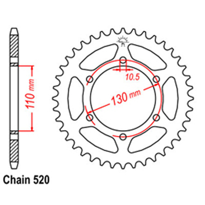 Rear Sprocket - Steel 47T 520P
