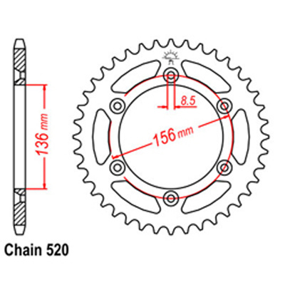 Rear Sprocket - Steel 43T 520P