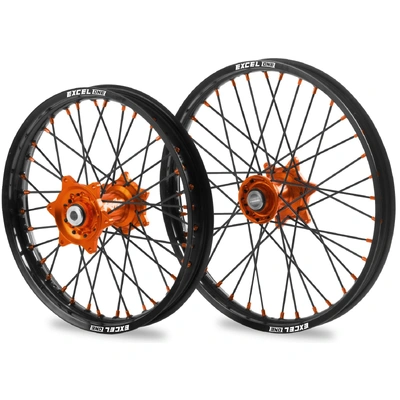 Kite Excel One Sport Wheel Set Ktm Sx Sxf Husky Fc Tc 23-26 Orange Hub Black Spokes
