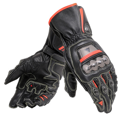 Dainese Full Metal 6 Leather Gloves - Black/Black/Fluro Red