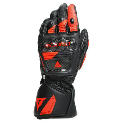 Dainese Druid 3 Leather Gloves - Black/Fluro Red