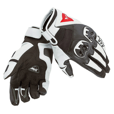 Dainese Mig C2 Leather Gloves - Black/White/Black