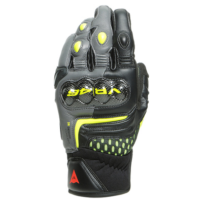 Dainese VR46 Sector Short Leather Gloves - Black/Anthracite/Fluro-Yellow