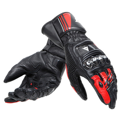 Dainese Druid 4 Leather Gloves - Black/Lava Red/White