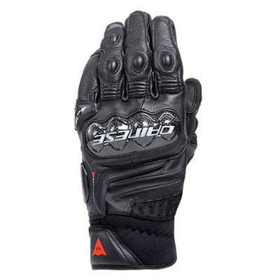 Dainese Carbon 4 Short Leather Gloves - Black/Black