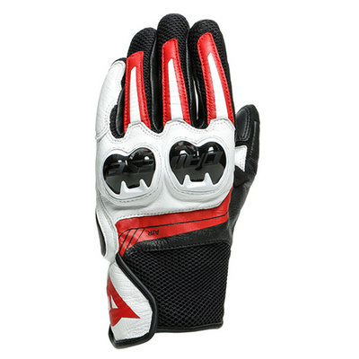 Dainese Mig 3 Leather Gloves - Black/White/Lava Red