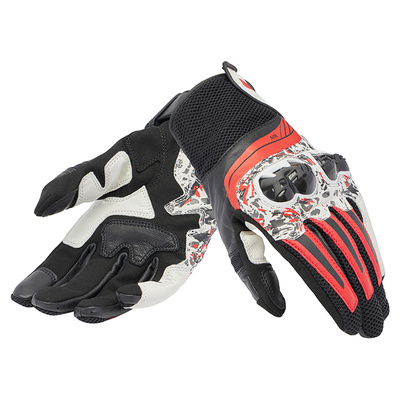 Dainese Mig 3 Leather Gloves - Black/Red Spray/White