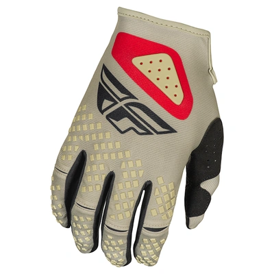 Fly Racing 2025 Youth Kinetic Sym MX Gloves - Light Grey/Red/Black