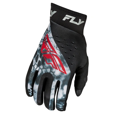 Fly Racing 2025 Pro Lite Kryptek MX Gloves - Black/Red/Grey