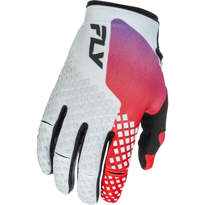 Fly Racing 2026 Youth Kinetic MX Gloves - Grey/Red/Purple/Black