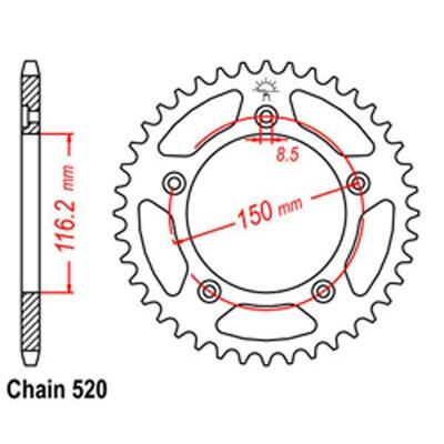 Rear Sprocket Steel 43T 520 Aprilia