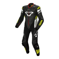 Macna Tracktix 1 Pce Suit - Black/White/Neon Yellow