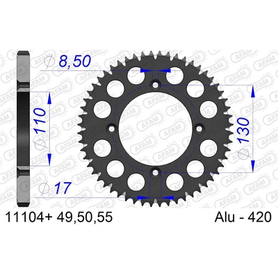 AFAM A48 420 Rear Sprocket - Honda CR80 87/150 07 SC - 48T