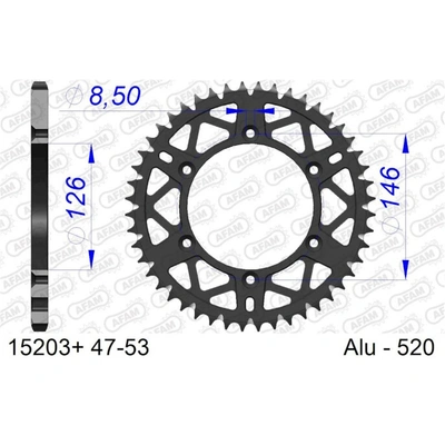 AFAM 520 Pr-1 SC Rear Aluminium Sprocket - Blue - 50T