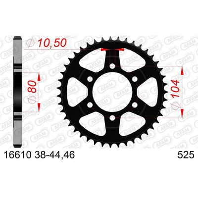 AFAM 525 S40 Rear Sprocket - Kawasaki ZX10 06-07 - 40T