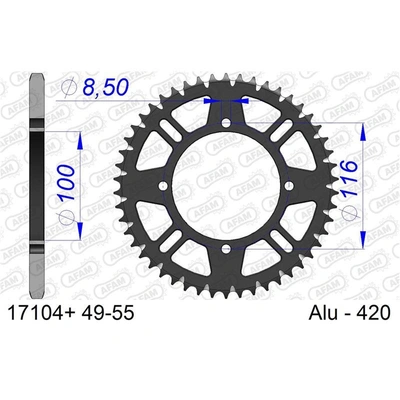 AFAM 420 Kaw Kx80-85 86- Rear Aluminium Sprocket - 50T