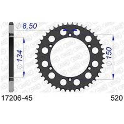 AFAM 520 Kawasaki Kx/Kdx/Klx Rear Aluminium Sprocket - 45T