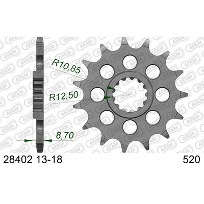 AFAM 17T Front Sprocket - Suzuki GSXR 97/ZX-9 520 Conversion - 17T