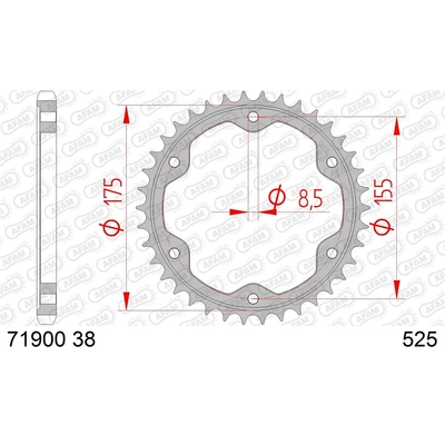 AFAM S38 525 Rear Sprocket - KTM Super Duke - 38T