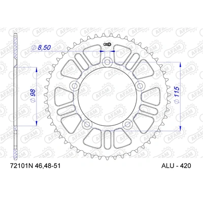 AFAM A45 420 Rear Sprocket - KTM 60-65 SX Nla - 45T