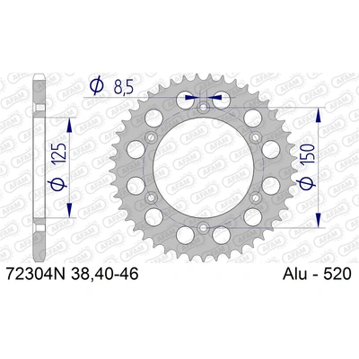 AFAM A38 520 Rear Sprocket - KTM 91/Husaberg 00- - 38T