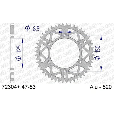 AFAM 520 Pr-1 Ktm SC Rear Aluminium Sprocket - Black - 50T