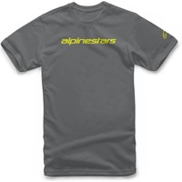 Alpinestars Linear Wordmark Tee - Charcoal/Fluro Yellow - S