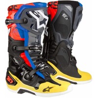Alpinestars Tech 10 Boots - Black/Fluro Yellow/Blue/Fluro Red