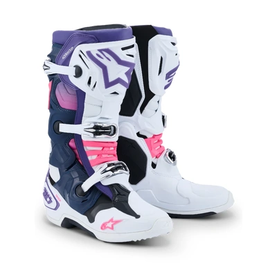 Alpinestars 2026 Tech 10 MX Boots - White/Violet/Navy Blue/Fluro Pink