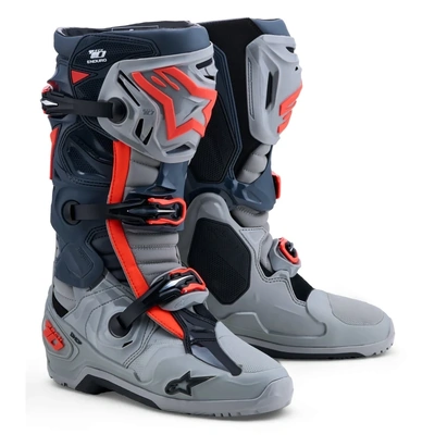 Alpinestars 2027 Tech 10 Enduro Boot - Mid Grey Dark Grey Red Fluo