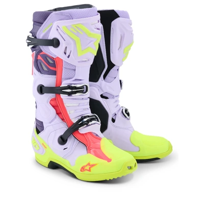 Alpinestars 2026 Tech 10 Vented MX Boot - Purple/Fluro Yellow/Diva Pink