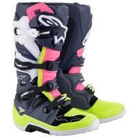 Alpinestars Tech 7 Grey Blue Pink Boots