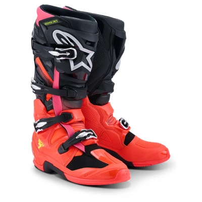 Alpinestars 2026 Tech 7 MX Boots - Black/Fluro Red/Fluro Pink