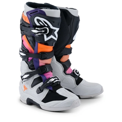 Alpinestars 2026 Tech 7 MX Boots - Black/Light Grey/Fluro Orange/Magenta