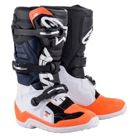 Alpinestars Youth Tech 7S Black White Orange Boots - White - 4 - Youth 