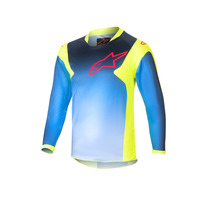 Alpinestars 2024 Kids Racer Hoen Jersey - Fluro Yellow/Blue/Night Navy