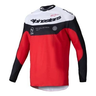 Alpinestars 2027 Pro-Dura Jersey - Black Bright Fluro Red White Blue