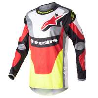 Alpinestars 2023 Fluid Agent Jersey - Black/Mars Red/Fluro Yellow