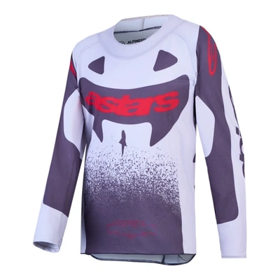 Alpinestars 2027 Supertech Swan Youth Jersey - Light Lilac Dark Gray Fluro Red