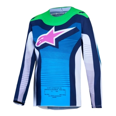 Alpinestars 2027 Supertech Maven Youth Jersey - White Blithe Blue Fluro Green