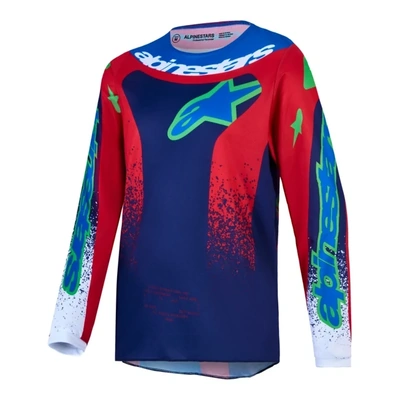 Alpinestars 2027 Fluid Drag Youth Jersey - Blue Navy Fire Red White