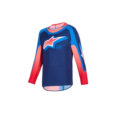 Alpinestars 2026 Youth Supertech Vista MX Jersey - Dark Navy/Hot Coral/Cobalt