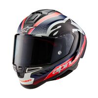Alpinestars Supertech R10 Team ECE 22.06 Helmet  - Carbon/Fluro Red/Blue