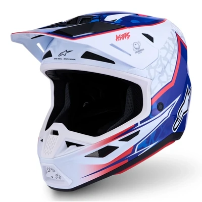 Alpinestars 2027 SM7 Blaster Helmet ECE06 - White Blue Red Glossy