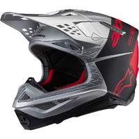 Alpinestars 2024 Supertech SM-10 Flood Helmet - Ece 22.06 - Matte/Gloss Silver/Black/Orange