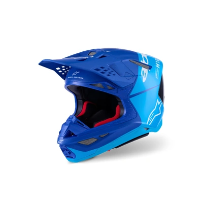 Alpinestars 2026 SM-10 Flood MX Helmet - Metallic Blue/Medium Blue/Black/Carbon/Matte & Gloss